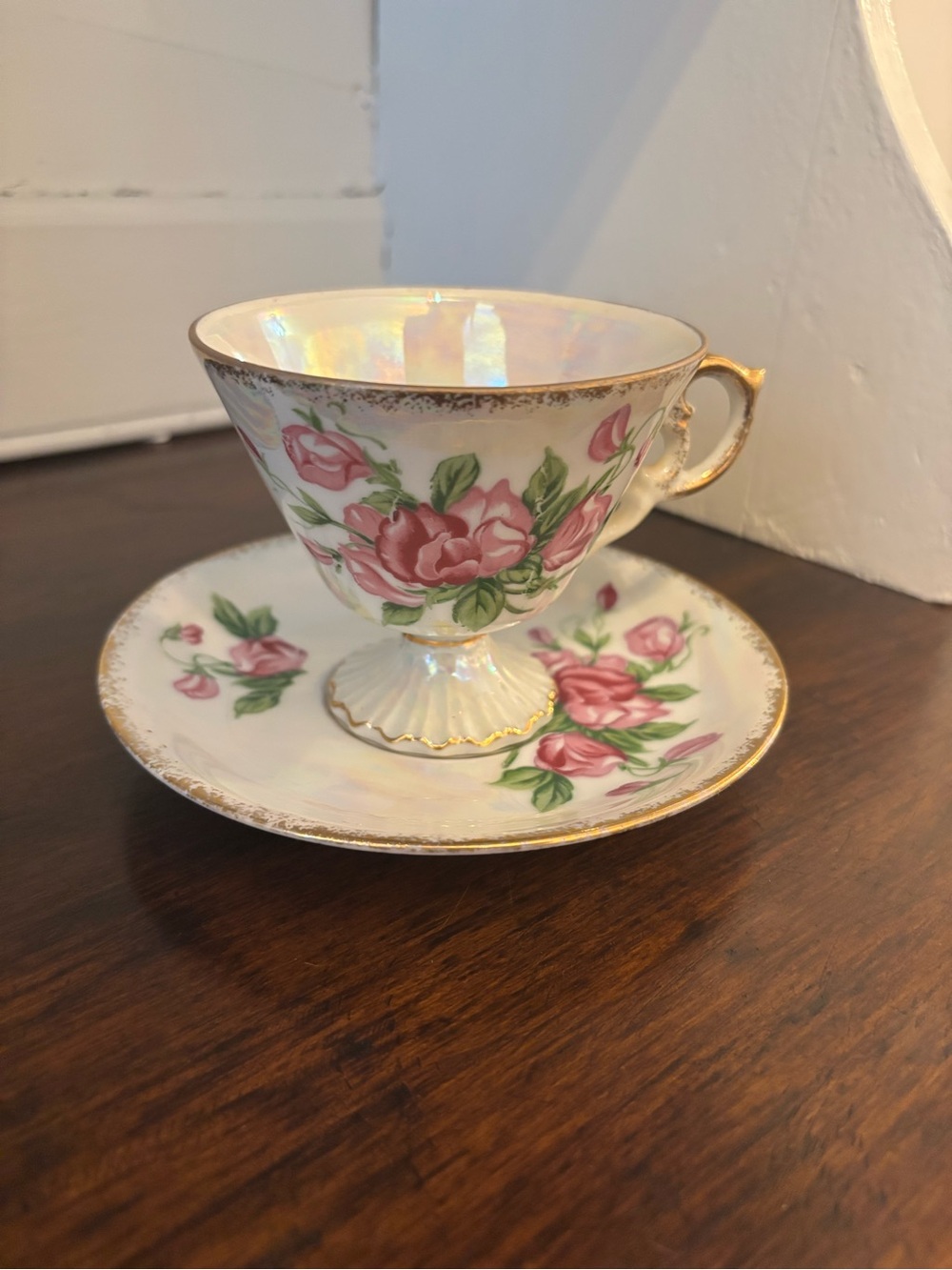 Vintage Norleans Japan "April Sweet Pea" Flower of the Month Teacup & Saucer